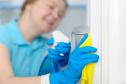 Cleaning team handling construction dust and residue