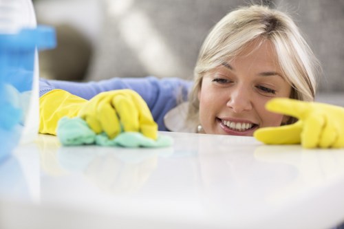 Sanitized bathroom prepared for new occupants
