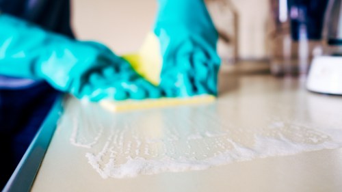 Professional carpet cleaning in a modern living room